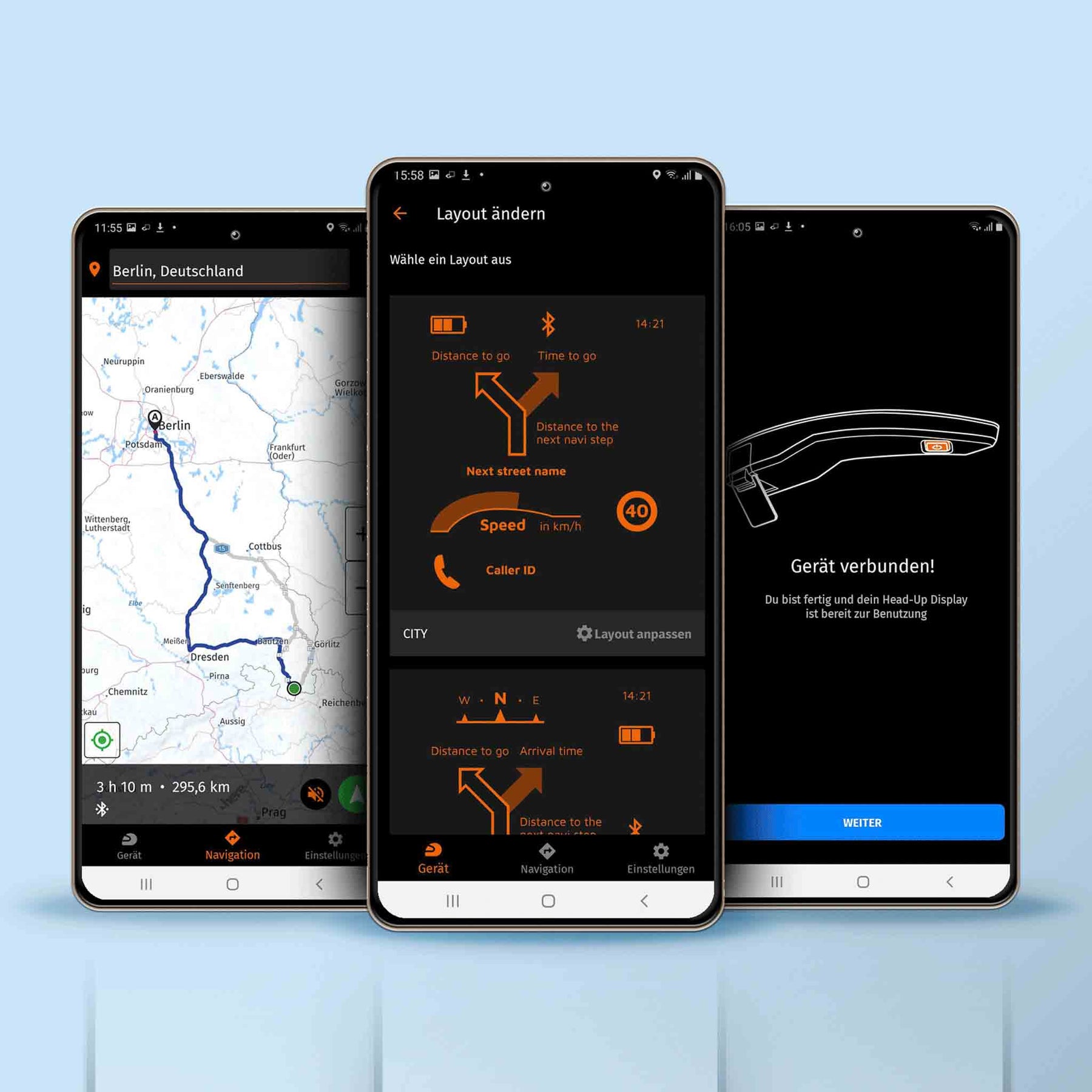 In der App kann die Navigationsanzeige auf dem Display angepasst werden